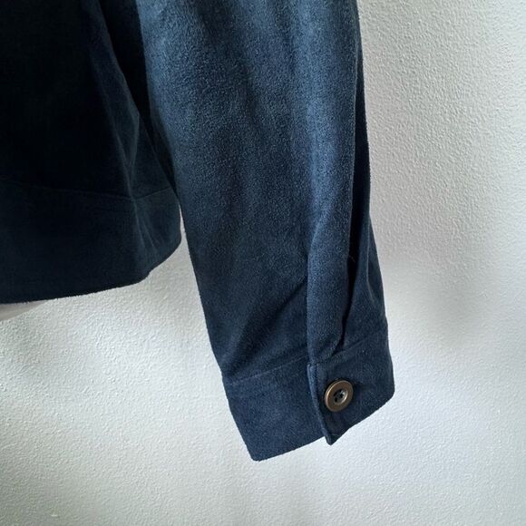 Ultra Suede Blue Jacket Military Style Long Sleeve - Picture 10 of 14